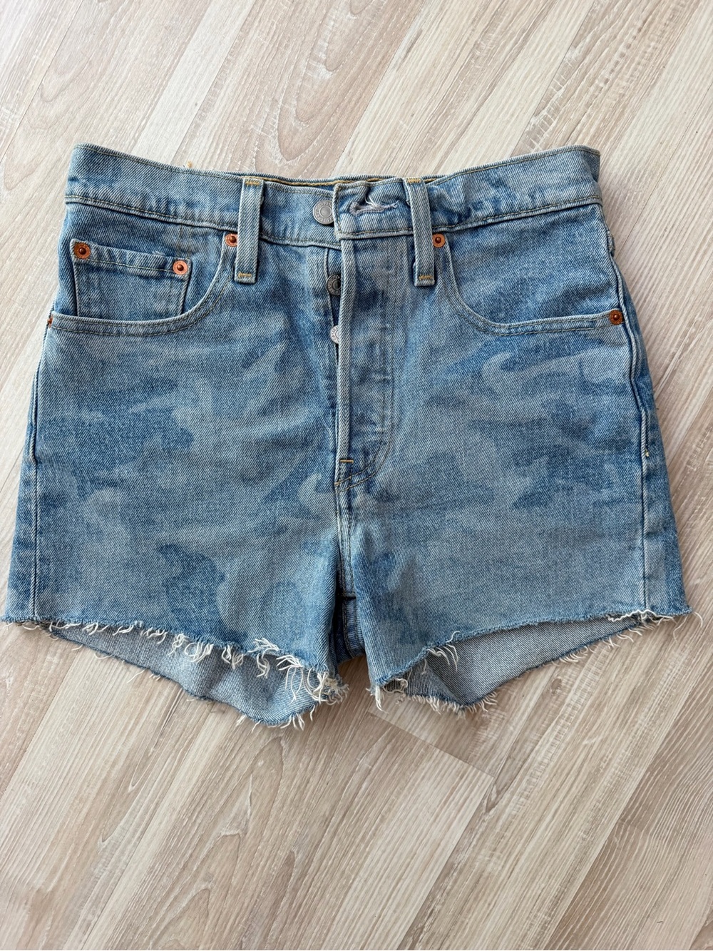 Levi's Light Blue Camouflage High-Rise Denim Shorts